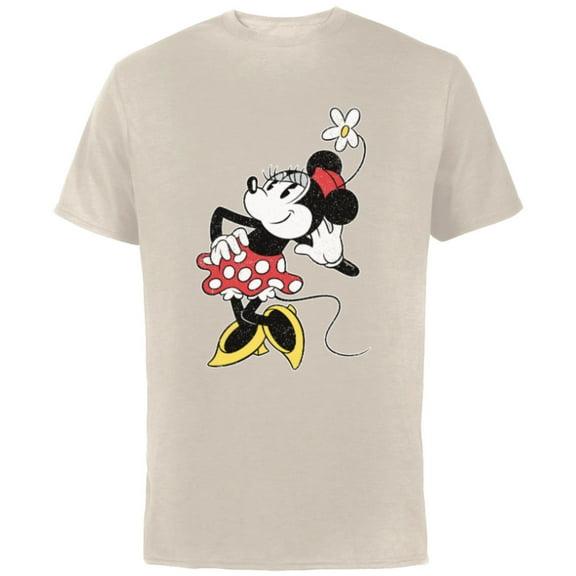 Disney Vintage Minnie Mouse Strikes a Pose - Short Sleeve Cotton T-Shirt for Adults - Customized-Natural