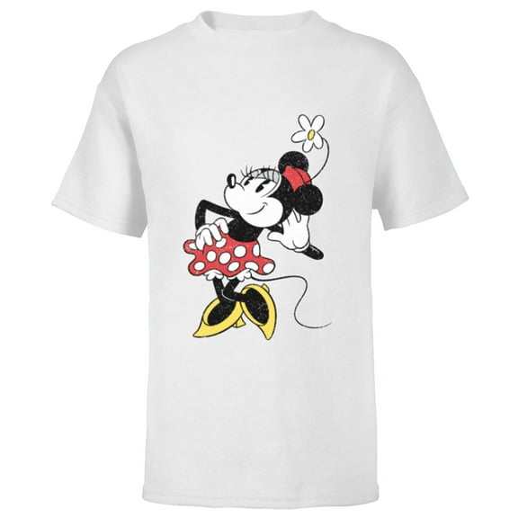 Disney Vintage Minnie Mouse Strikes a Pose - Short Sleeve T-Shirt for Kids - Customized-White