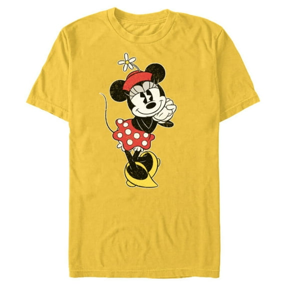 Disney Vintage Minnie Mouse Sweetheart Pose - Short Sleeve Blended T-Shirt for Adults - Customized-Yellow