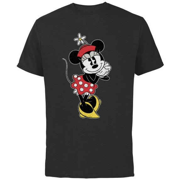 Disney Vintage Minnie Mouse Sweetheart Pose - Short Sleeve Cotton T-Shirt for Adults - Customized-Black