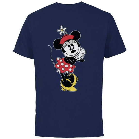 Disney Vintage Minnie Mouse Sweetheart Pose - Short Sleeve Cotton T-Shirt for Adults - Customized-Navy