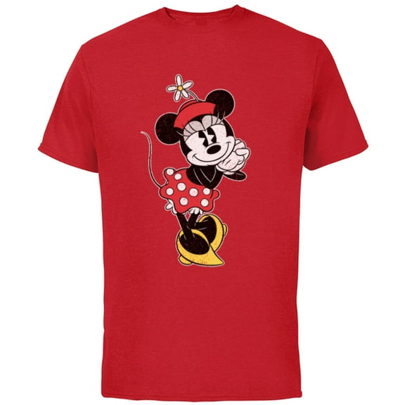 Disney Vintage Minnie Mouse Sweetheart Pose - Short Sleeve Cotton T-Shirt for Adults - Customized-Red