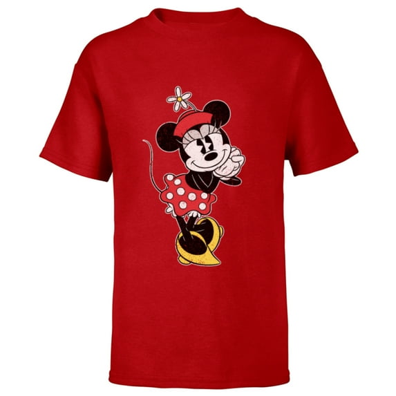 Disney Vintage Minnie Mouse Sweetheart Pose - Short Sleeve T-Shirt for Kids - Customized-Red