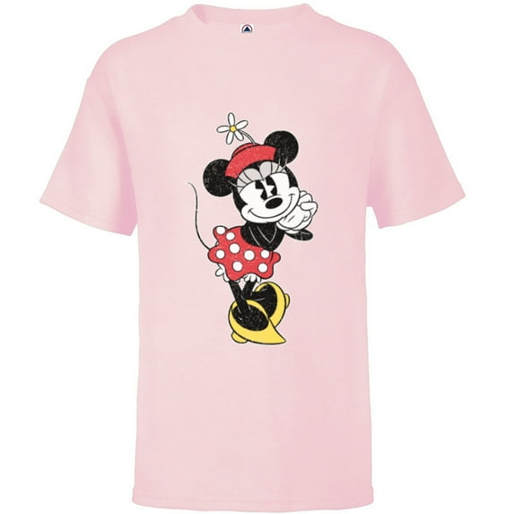 Disney Vintage Minnie Mouse Sweetheart Pose - Short Sleeve T-Shirt for Kids - Customized-Soft Pink