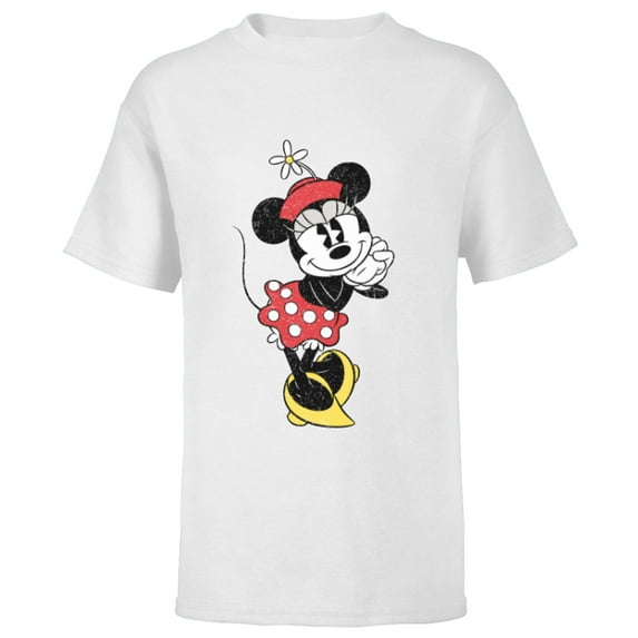 Disney Vintage Minnie Mouse Sweetheart Pose - Short Sleeve T-Shirt for Kids - Customized-White