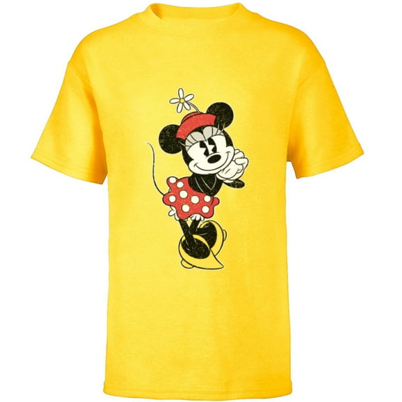 Disney Vintage Minnie Mouse Sweetheart Pose - Short Sleeve T-Shirt for Kids - Customized-Yellow