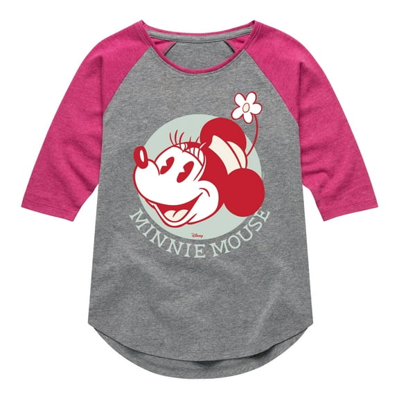 Disney - Vintage Minnie Mouse - Toddler & Youth Girls Raglan Graphic T-Shirt
