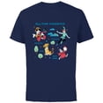thumbnail image 1 of Disney Vintage Peter Pan, Pinocchio, Simba & White Rabbit - Short Sleeve Cotton T-Shirt for Adults - Customized-Navy, 1 of 5