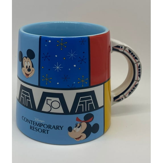 Disney WDW 50th Celebration Mickey Minnie Contemporary Resort Coffee Mug New
