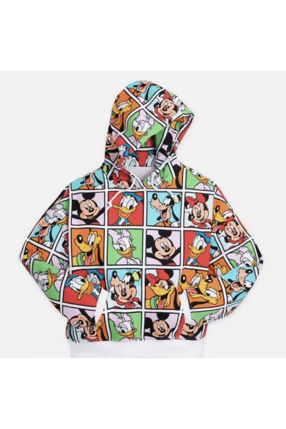 WDW Mickey Mouse and Friends Spirit Jersey Cropped Hoodie Sweater Size M