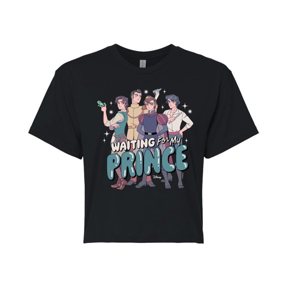 Disney - Waiting For My Prince - Juniors Cropped Graphic T-Shirt