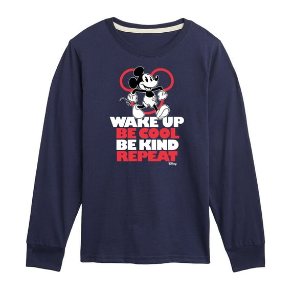 Disney - Wake Up, Be Cool, Be Kind, Repeat - Youth Long Sleeve Graphic T-Shirt