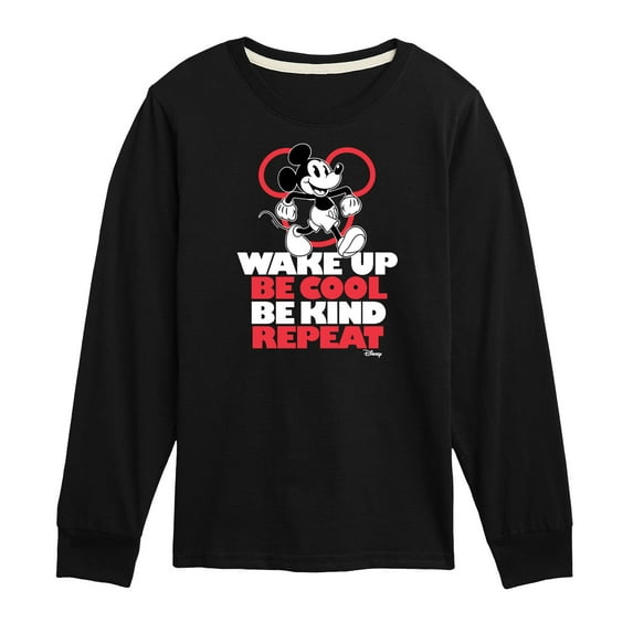 Disney - Wake Up, Be Cool, Be Kind, Repeat - Youth Long Sleeve Graphic T-Shirt