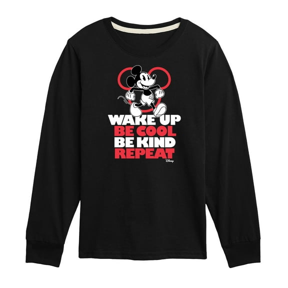 Disney - Wake Up, Be Cool, Be Kind, Repeat - Youth Long Sleeve Graphic T-Shirt