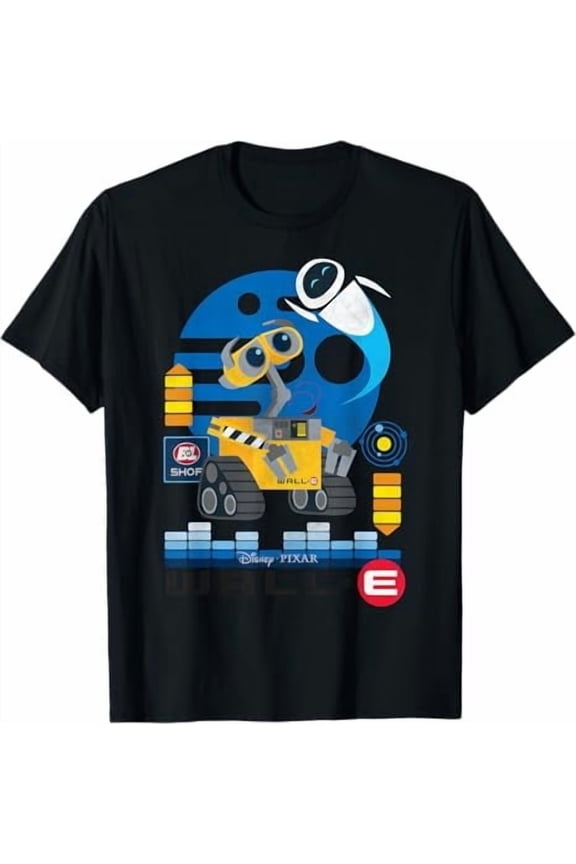 Disney Wall-E And EVE Distressed Friendship Galaxy Outer Space T-shirt