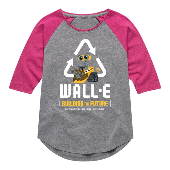 Disney Wall-E - Building Future Recycle - Toddler & Youth Girls Raglan Graphic T-Shirt
