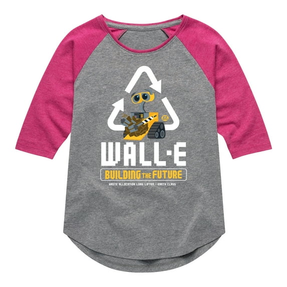 Disney Wall-E - Building Future Recycle - Toddler & Youth Girls Raglan Graphic T-Shirt