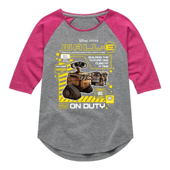 Disney Wall-E - Building The Future One Cube At A Time - Toddler & Youth Girls Raglan Graphic T-Shirt