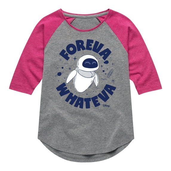 Disney Wall-E - Foreva Whateva Eve - Toddler & Youth Girls Raglan Graphic T-Shirt