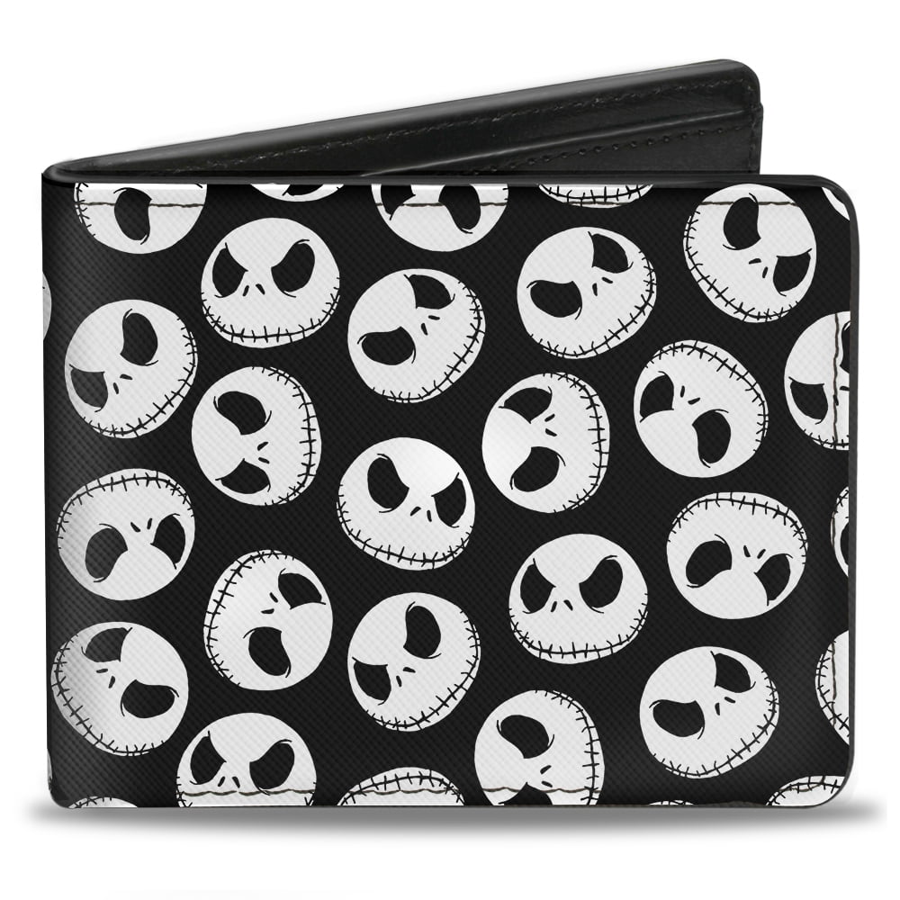 BUCKLE-DOWN Disney Wallet, Bifold, Nightmare Before Christmas Jack Expression Black White, Vegan Leather