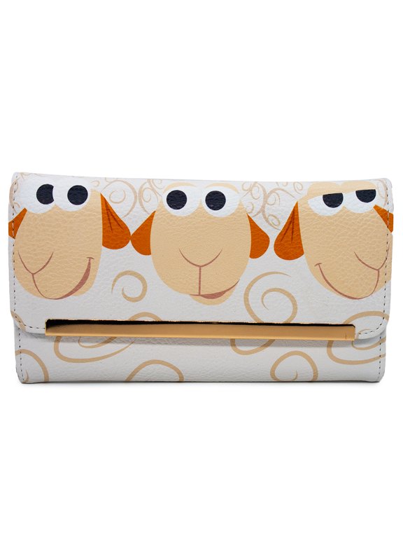Disney Wallet, Envelope Foldover, Pixar, Toy Story, Sheep Trio Billy Goat and Gruff Pose, White, Vegan Leather