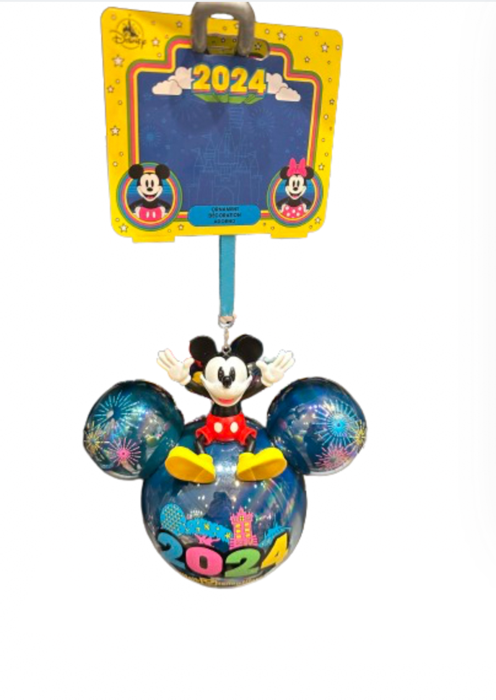 Disney Walt Disney World 2024 Mickey Fireworks Icon Glass Ball Ornament