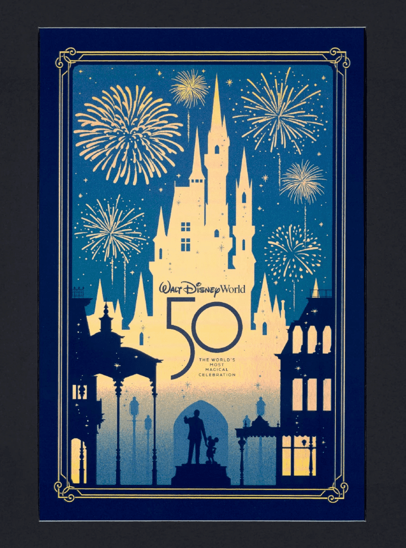 Disney Walt Disney World 50th Anniversary Countdown Poster New