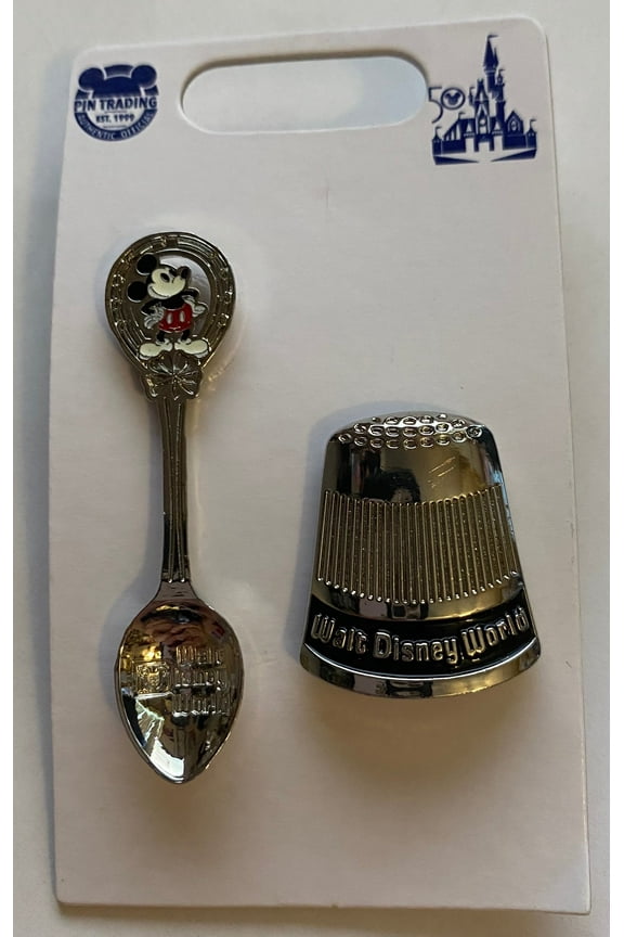 Walt Disney World 50th Vault Vintage Spoon and Thimble Pin New