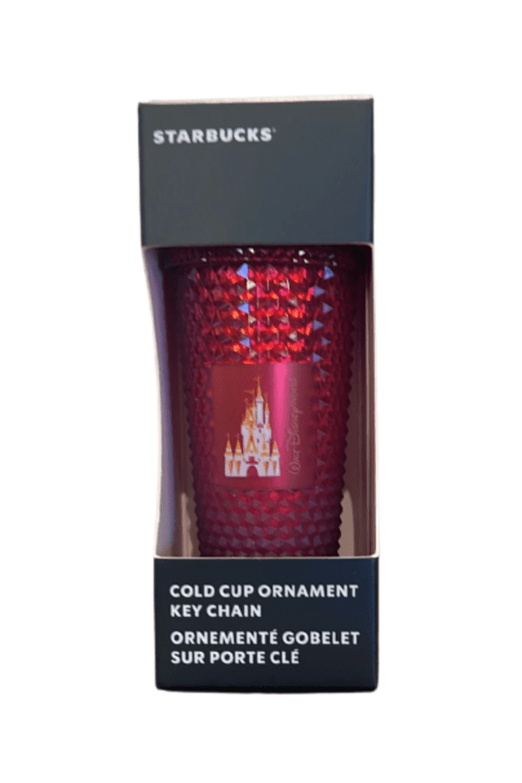 Disney Walt Disney World Starbucks Red Cold Cup Ornament Key Chain New with Box