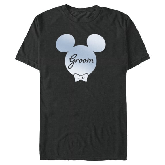 Disney Wedding Matching Mickey Mouse Bow Tie Husband Groom - Short Sleeve Blended T-Shirt for Adults - Customized-Dark Heather