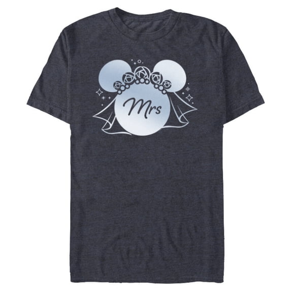 Disney Wedding Matching Minnie Bridal Veil Wife Bride Mrs - Short Sleeve Blended T-Shirt for Adults - Customized-Navy Heather