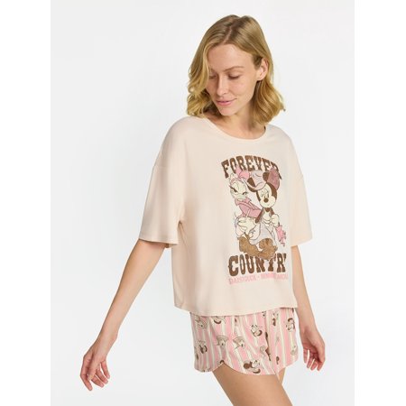 Mickey and Friends Women's and Women’s Plus Western Minnie Mouse Graphic Sleep Tee, Sizes XS-3X