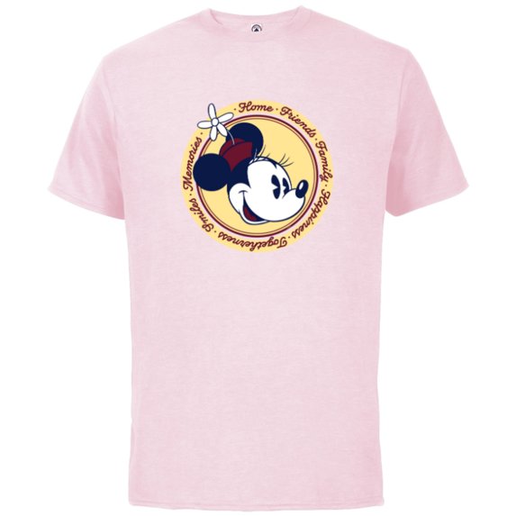 Disney What Minnie Mouse Loves Retro Vintage - Short Sleeve Cotton T-Shirt for Adults - Customized-Soft Pink