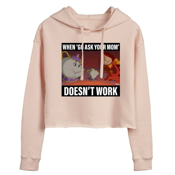 Disney - When Ask Mom Doesn't Work  - Juniors Cropped Pullover Hoodie