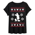thumbnail image 1 of Disney - White Christmas Mickey - Juniors Oversized Graphic T-Shirt, 1 of 4