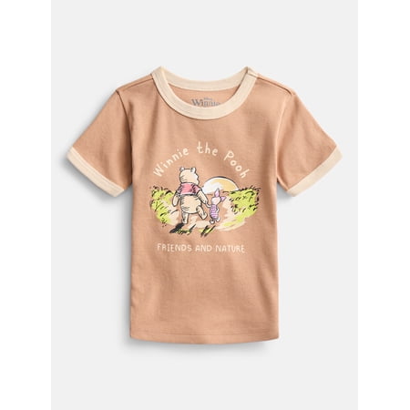 Winnie the Pooh Girls Graphic Ringer T-Shirt, Sizes 4-16