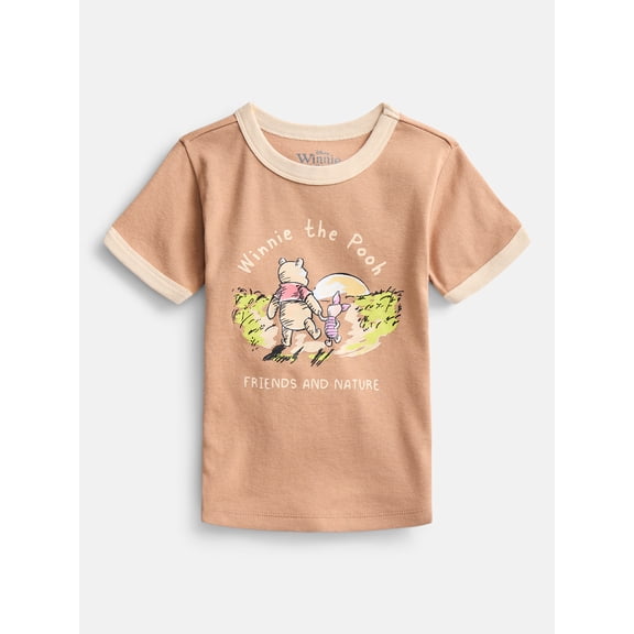 Winnie the Pooh Girls Graphic Ringer T-Shirt, Sizes 4-16