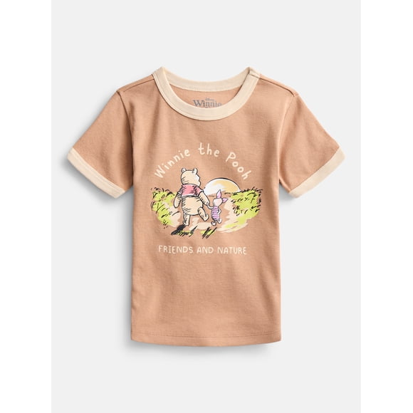 Winnie the Pooh Girls Graphic Ringer T-Shirt, Sizes 4-16