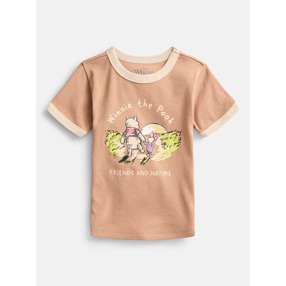 Winnie the Pooh Girls Graphic Ringer T-Shirt, Sizes 4-16