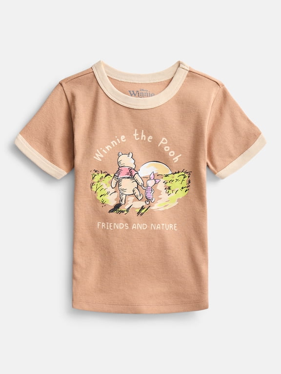 Winnie the Pooh Girls Graphic Ringer T-Shirt, Sizes 4-16