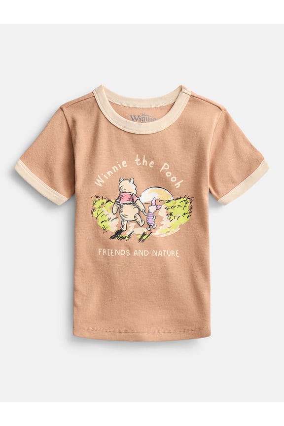 Winnie the Pooh Girls Graphic Ringer T-Shirt, Sizes 4-16