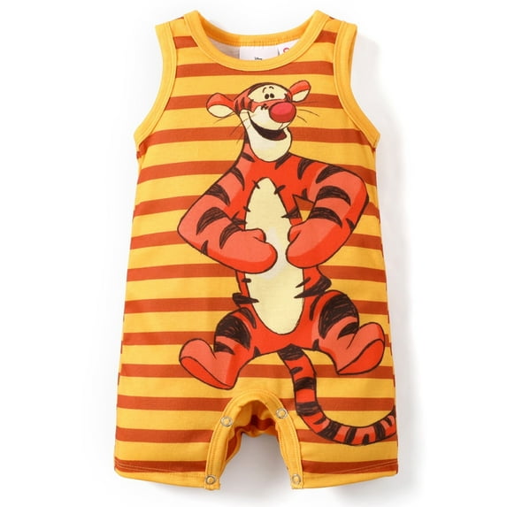 Disney Winni the Pooh Baby Bodysuits,Graphic Striped Sleeveless Outfits for Gifts, Sizes 0/3-24M