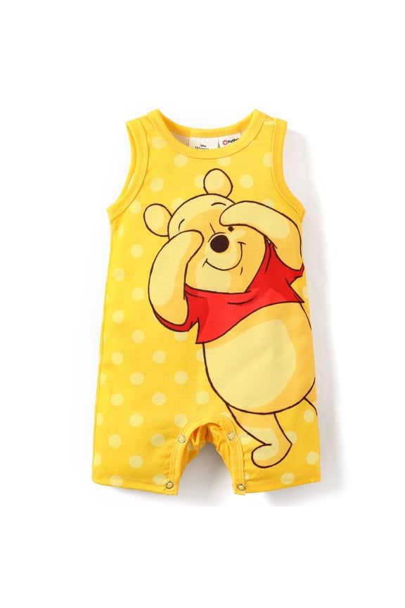 Winni the Pooh Baby Bodysuits,Graphic Striped Sleeveless Outfits for Gifts, Sizes 0/3-24M