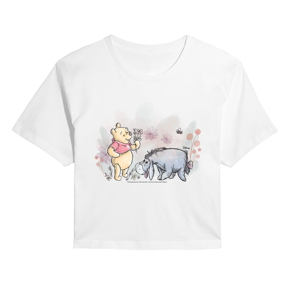 Winnie The Pooh - Winnie And Eeyore Field - Juniors Cropped Graphic T-Shirt