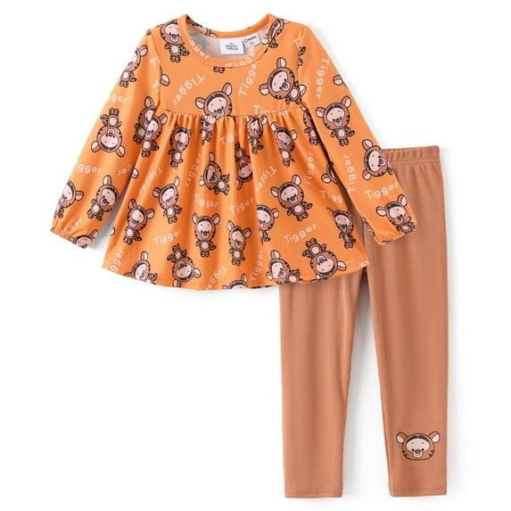 Disney Winnie Baby Girls Tigger Graphic Dress T-shirts with Leggings Pants Outfits Sets Shower Gifts Newborn Infant