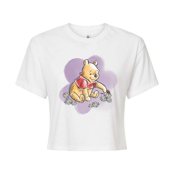 Disney - Winnie Floral - Juniors Cropped Cotton Blend T-Shirt