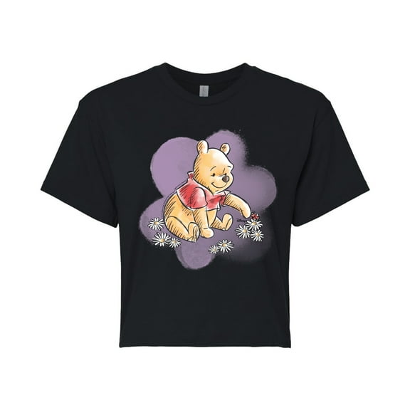 Disney - Winnie Floral - Juniors Cropped Cotton Blend T-Shirt