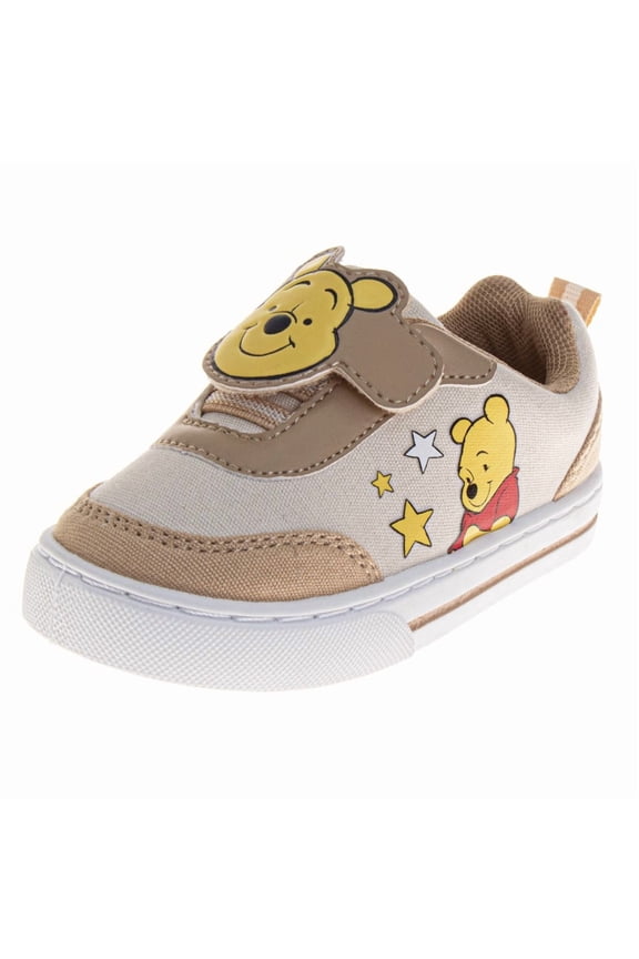 Winnie The Pooh Sneakers Boys - Hundred Acre Wood Comfort Fit Casual Wear Durable Sole Easy Closure (Infant/Toddler) - Beige Yellow, Size: 10