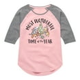thumbnail image 1 of Disney Winnie The Pooh - Christmas Most Wonderful Time of the Year - Toddler & Youth Girls Raglan T-Shirt, 1 of 4