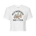 thumbnail image 1 of Disney Winnie The Pooh - Christmas Most Wonderful Time of the Year - Juniors Cropped Cotton Blend T-Shirt, 1 of 5